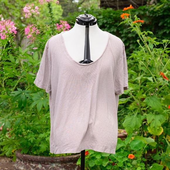 POETRY Neutral never-worn-but-washed taupe/gray hemp & cotton sh-sl top - Picture 1 of 5